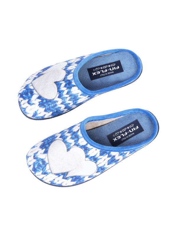 FIn-Flex Two Blue Hearts Slippers