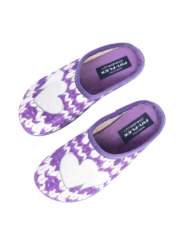 FIn-Flex Two Purple Hearts Slippers